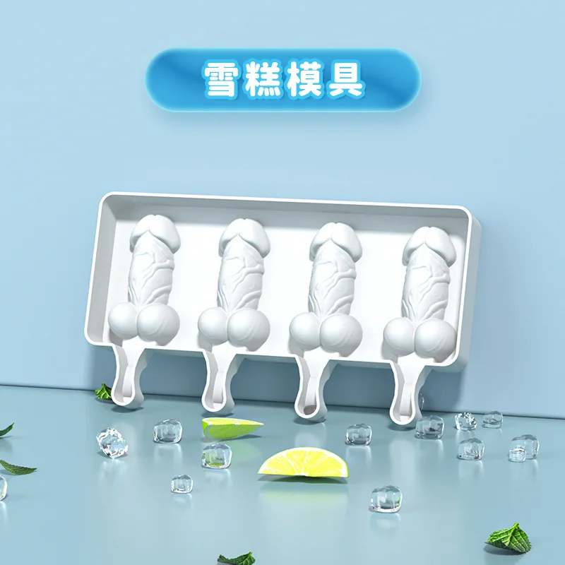 penis Popsicle mold 4 Cavity Silicone Ice Cream Mould Cube Tray Popsicle Barrel Diy Mold Dessert Ice Cream Mold Sticks