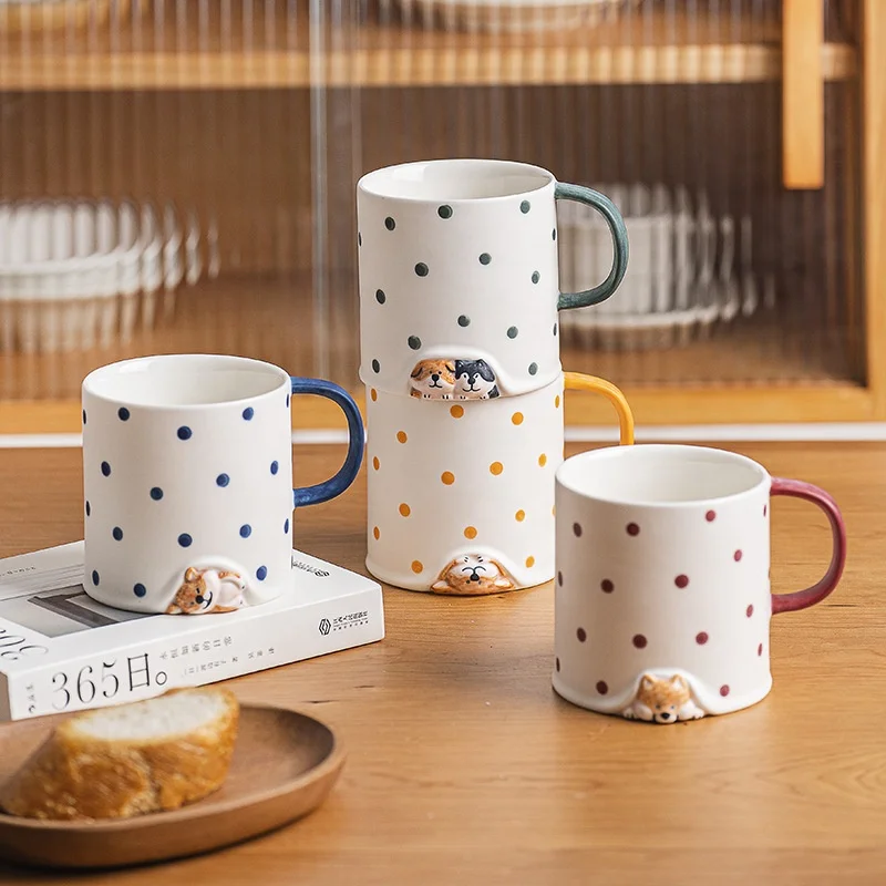 Creative Shiba Inu ceramic coffee mug cute hand painted dog mug