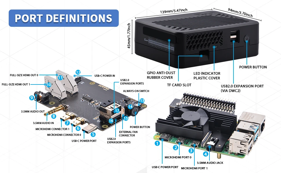 Custom OEM ODM Raspberry Pi 4 Model B Raspberry Pi 4B Box Housing Pi 4 Case with Heatsink Fan