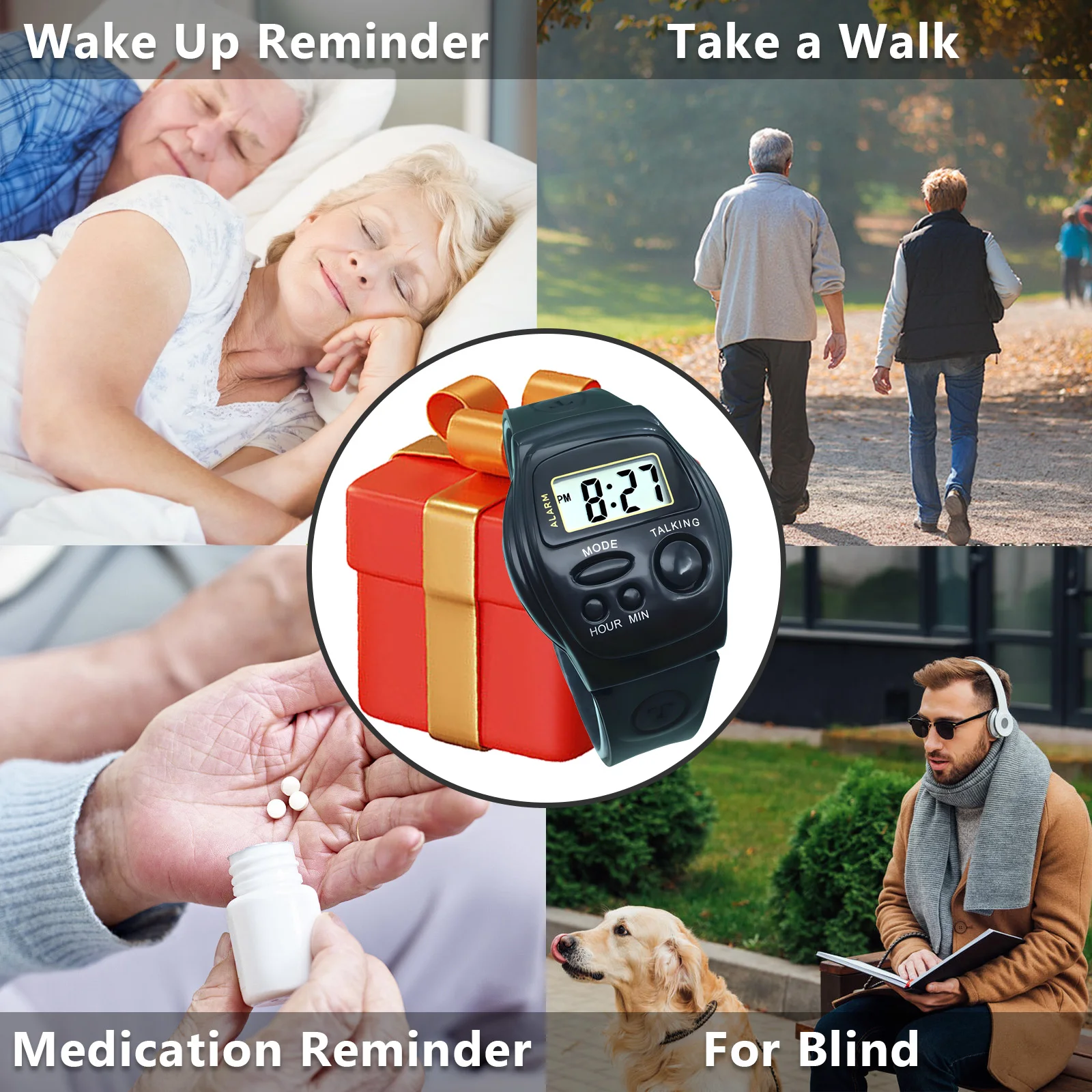Digital Talking Watch With Time and Alarm for Visually Impaired Blind People Elderly Low Vision
