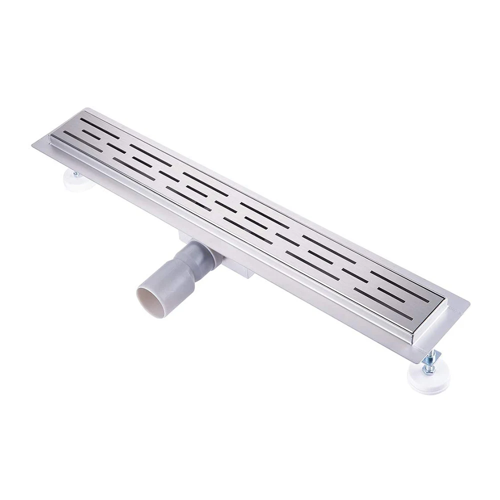 Anti odor anti rust long floor drain with horizontal outlet shower channel SUS304 stainless steel linear shower drain