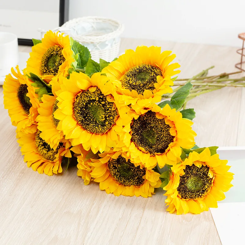 Simulation Single Small Sunflower Artificial Flower Project Home Display Decoration Sunflower-Wedding Shooting Props