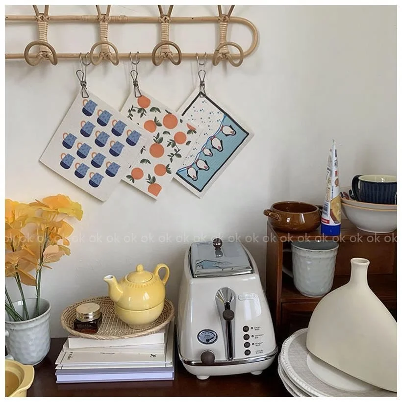 Wood Pulp Cotton Cloth Bcs Wood Pulp Cotton Very Absorbent Sponge Dish Cleaning Cloth For Kitchen