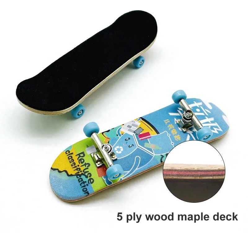 Professional Fidget Mini Wooden Custom Tech Deck Fingerboard Finger Skateboard Finger Board Heat Transfer Printing Complete Toy