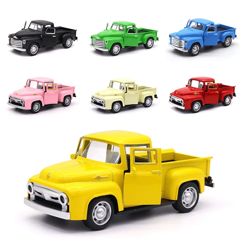 1:32 Scale Classic Pickups Truck Car Model Alloy Pull Back Diecast & Toys Vehicle for Boys Children Christmas Collection Toy Car