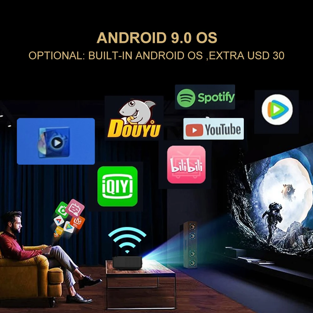 Lianlian Cast 7000 люмен 1080P игровой проектор Smart Android WIFI 4K LCD видео Full HD Поддержка светодиодный