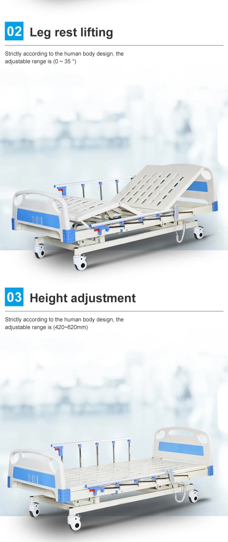 Hot Sale Hospital Furniture Medical Electric ICU 5 Function hospital bed electric with 5 functions