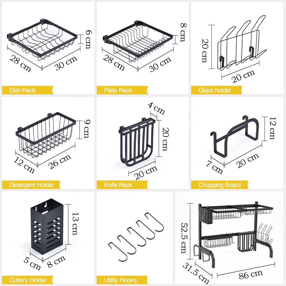 WIREKING 65CM Kitchen Racks and Holders Over Sink Dish Drying Rack with Large Capacity Folding Rack for Kitchen Organization