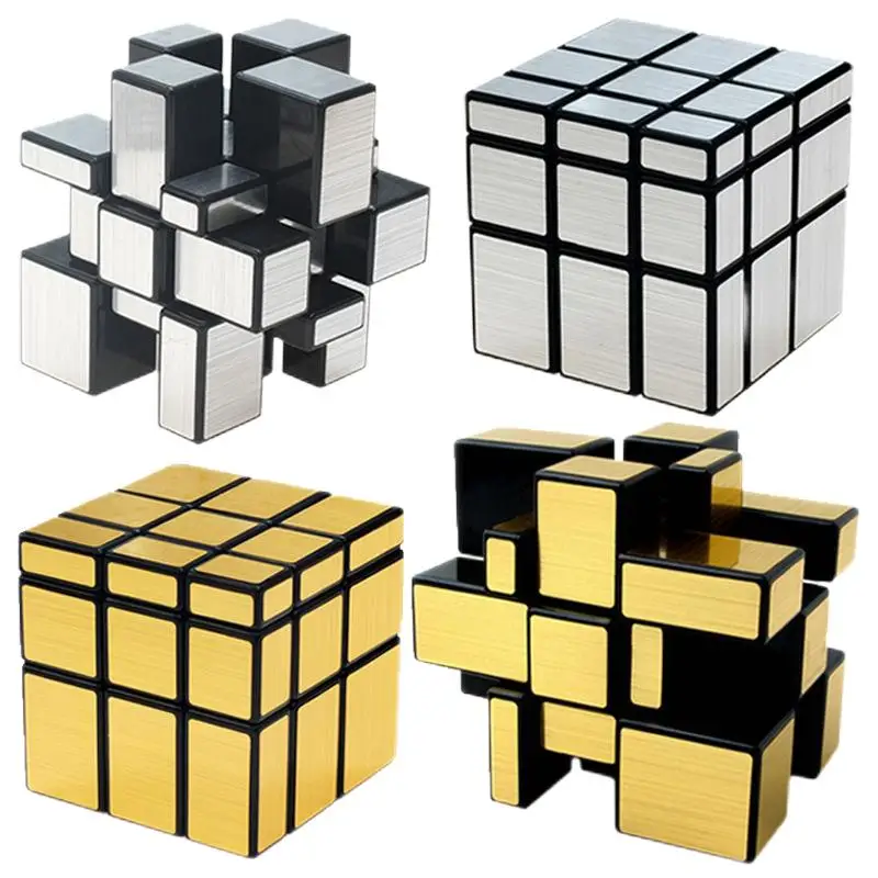 Tiktok Hot Selling Chinese Fidget Sensory Toys Gadgets Metallic Silver Gold Speed Cube 3D 3X3 Mirror Magic Cube Puzzle For Kids