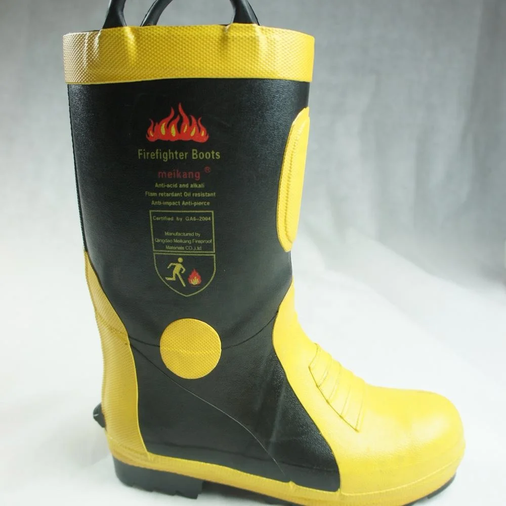 EN15090 Rubber Firefighting boots safety shoes for fireman worker black yellow