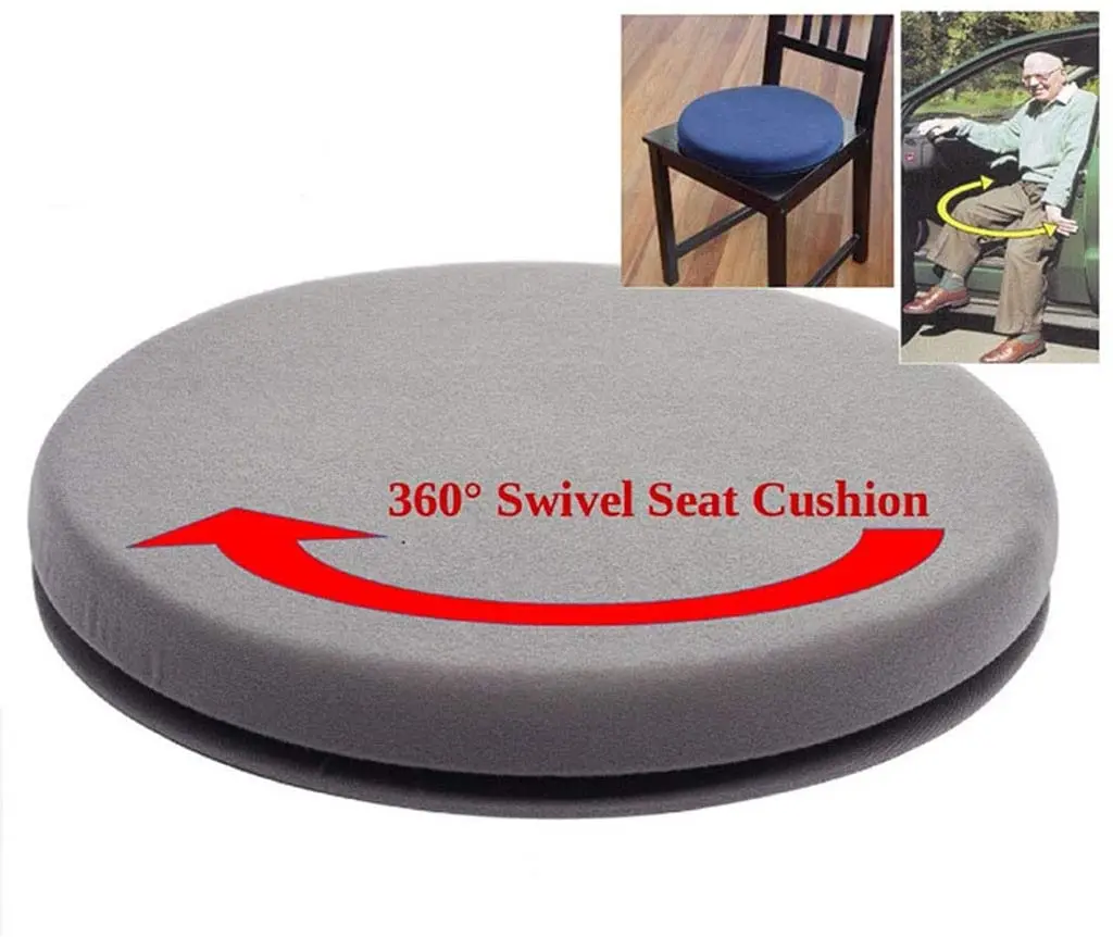360 Degree Swivel Seat Cushion assists Turns to facilitate Transitions to Sitting or Standing, Grey, 15 Inches in Diameter