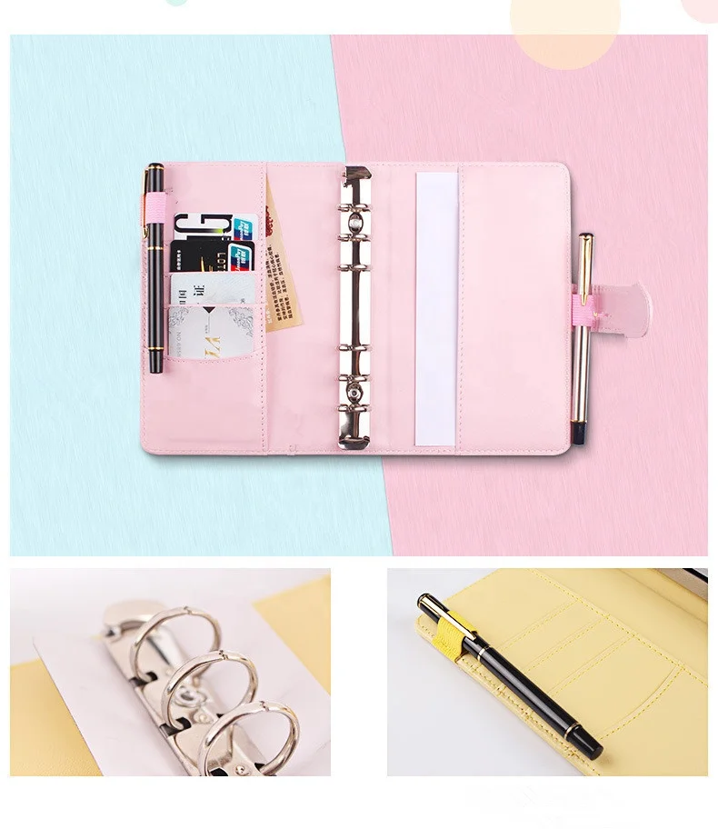 A5 A6 A7 Size Custom Organizer PU Leather Cover With Cash Envelopes Budget Binder