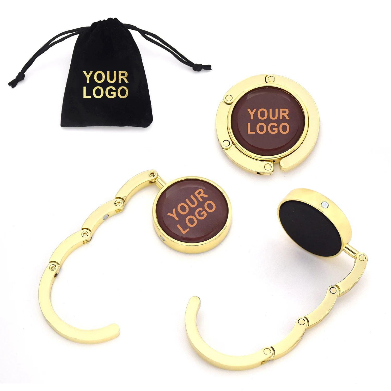 Wholesale Custom Creative Handbag Hooks Purse Holder Hor Table Foldable Bag Holder Zinc Alloy Hanger Hook For Table