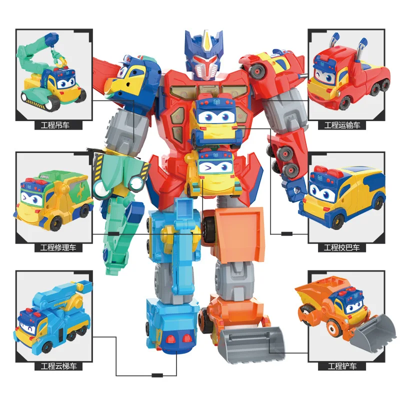 
DIY magnetic assembly toy deformed engineering car 7 in 1 Transformable robot various modeling truck 