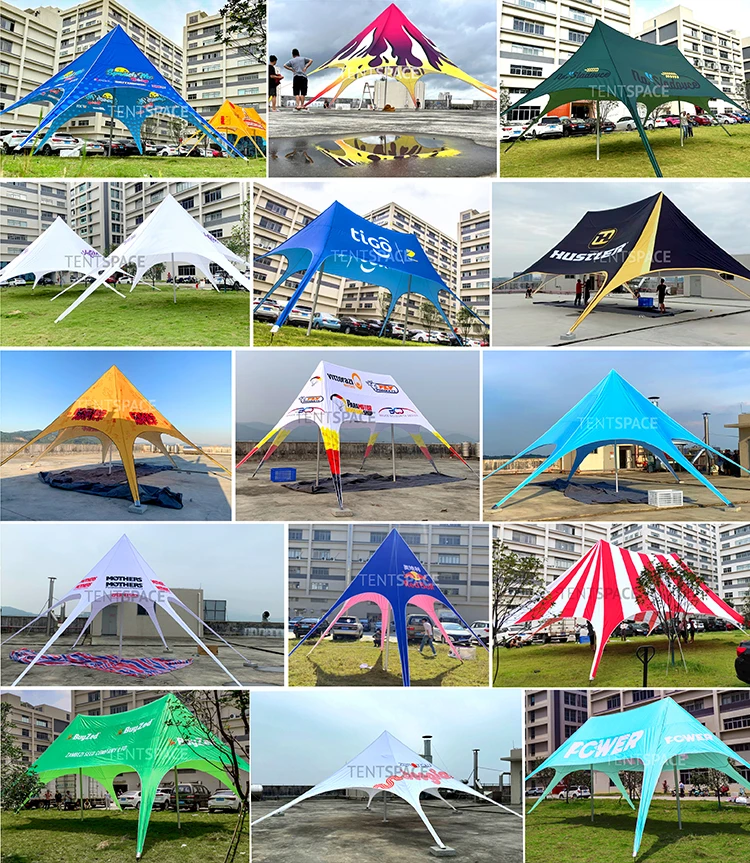 Customized Printing Star Shaped Camping Tent Outdoor Events 12 M Star Spider Tent for Glamping