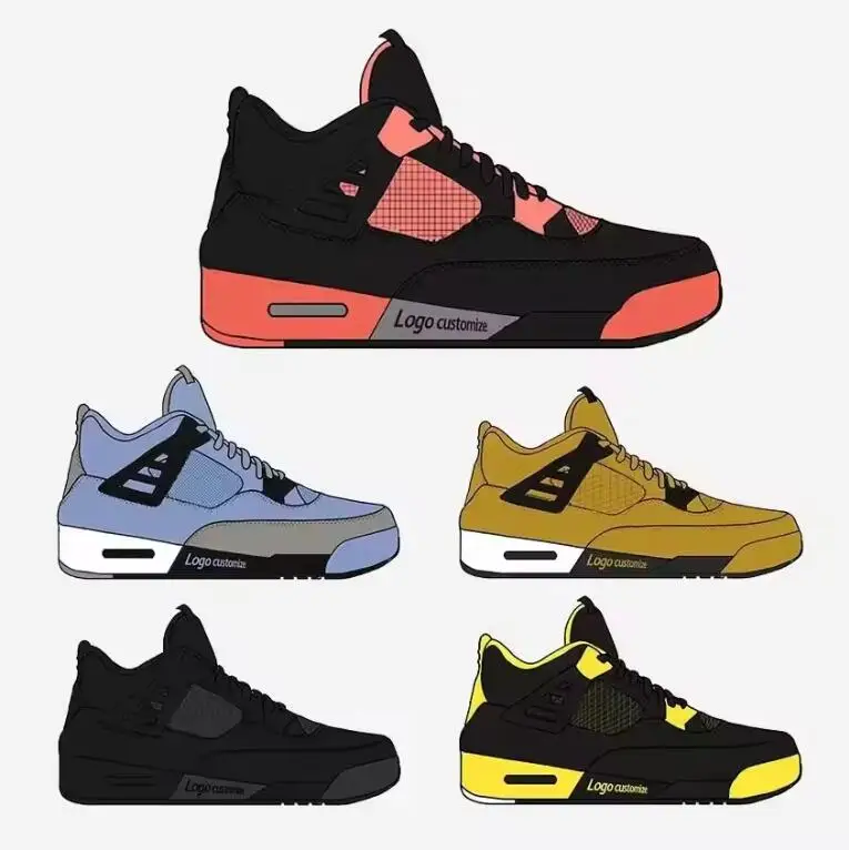 NEW Retro j4 basketball shoes University Blue for Men Women Travis Sneakers Scotts Jordansesyes Pine Green shoes Red Thunder 1 4