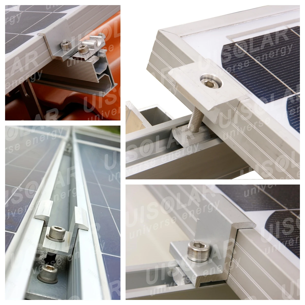 UISOLAR 30mm 35mm 40mm Solar Panel Clamp Aluminum Adjustable End Clamp Solar Mid Clamp for Solar Mounting Components