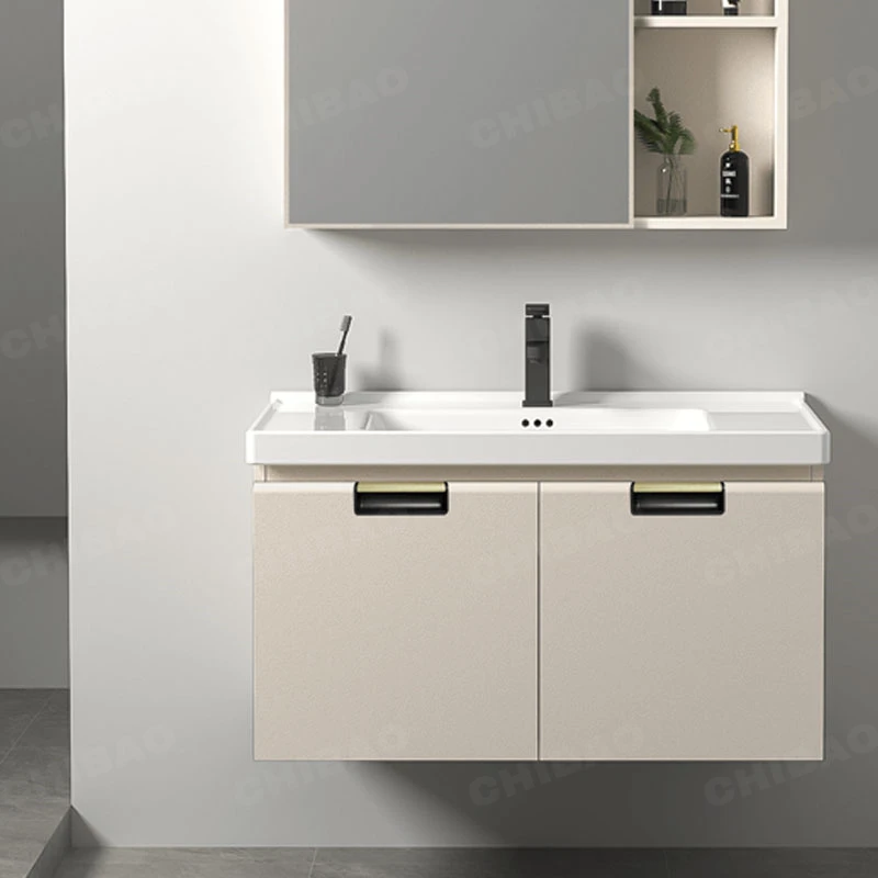Modern Mirror Cabinet with Ceramic Basin Vanity Bath Room Furniture with Sensor Light Mirror Cabinet with Sink Vanity
