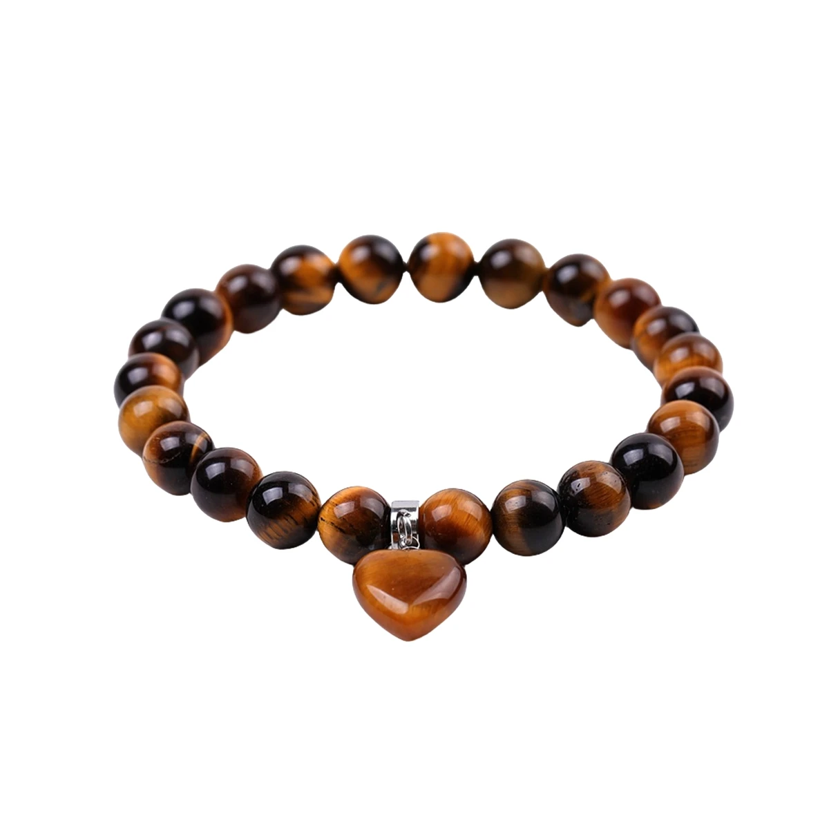 Factory Price 8 MM Natural Tiger Eye Love Shaped Gemstone Bracelets Healing Elastic Bracelets DaiIy Wear Jewelry