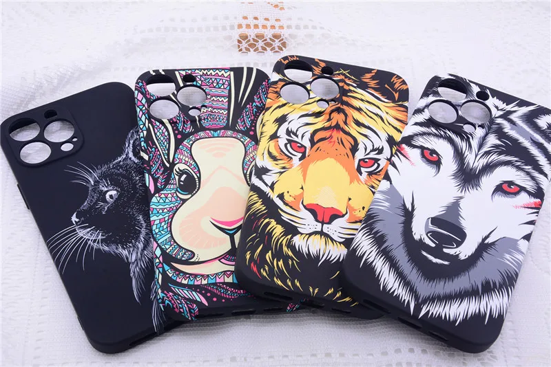 Forest King series noctilucent Frosted Relief animal soft TPU phone case for iphone 13 14 plus/pro/pro max