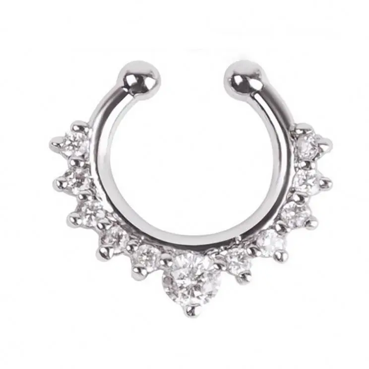 Stainless Steel Non Pierced Clip On Hoop Lip Ear Septum Fake Nose Ring