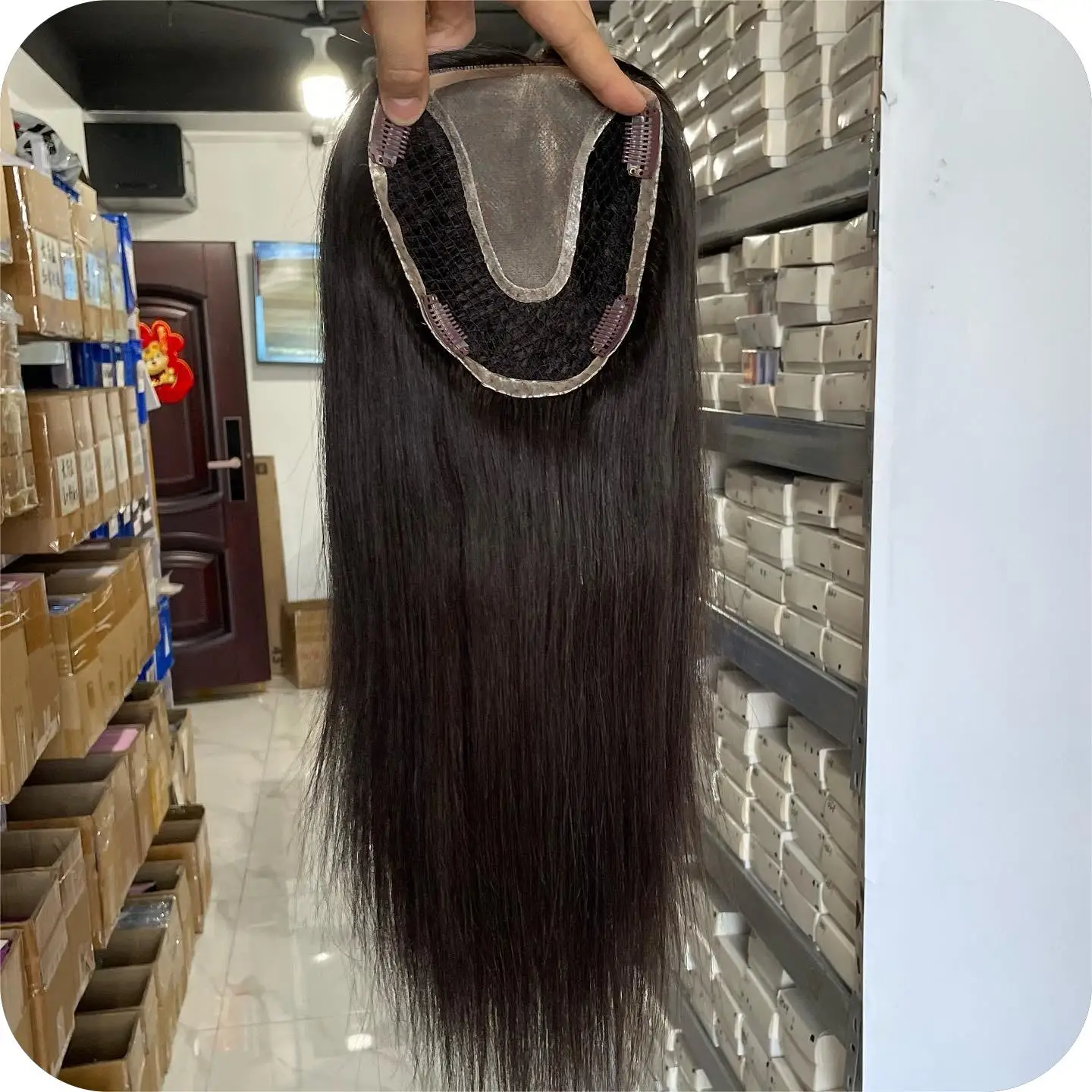 Hair Piece For Thinning Hair Women Drop shipping European Ash Mix Blonde Hair Toppers Mono Fishnet Integration Net