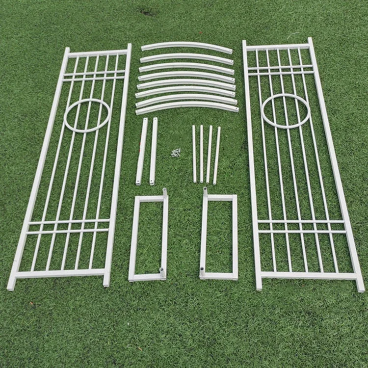 Black Metal Steel Garden Arch Trellis With Gate Climbing Plants