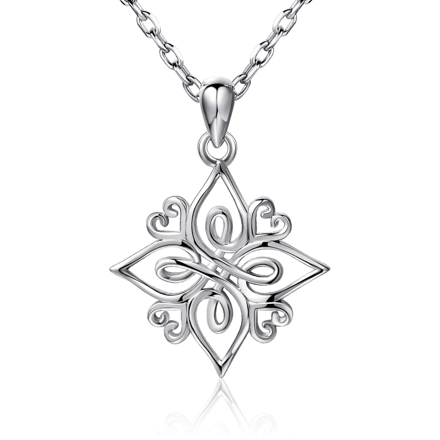 
 925 Sterling Silver Jewelry Gift Irish Celtic Knot Luck Heart Shaped Pendant Necklace For Elegant Women Girl  
