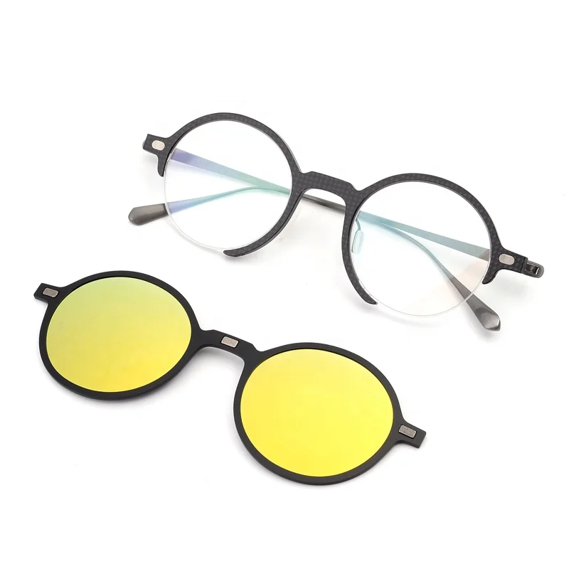 High Quality Fashion Carbon Fiber Titanium Optica carbon fiber sunglasses frame titanium temple magnet clip on sunglasses 2023