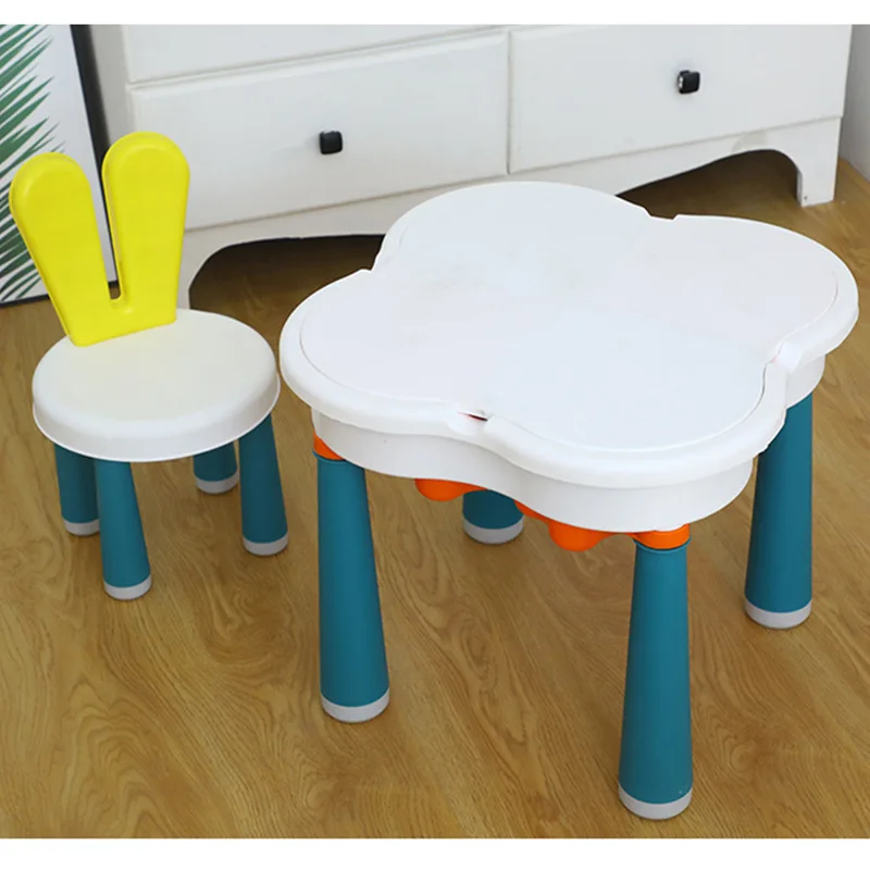 Learning Table Block Diy Building Block Toys  Multi Functional Kids Educational Toy Building Block Table with Chairs