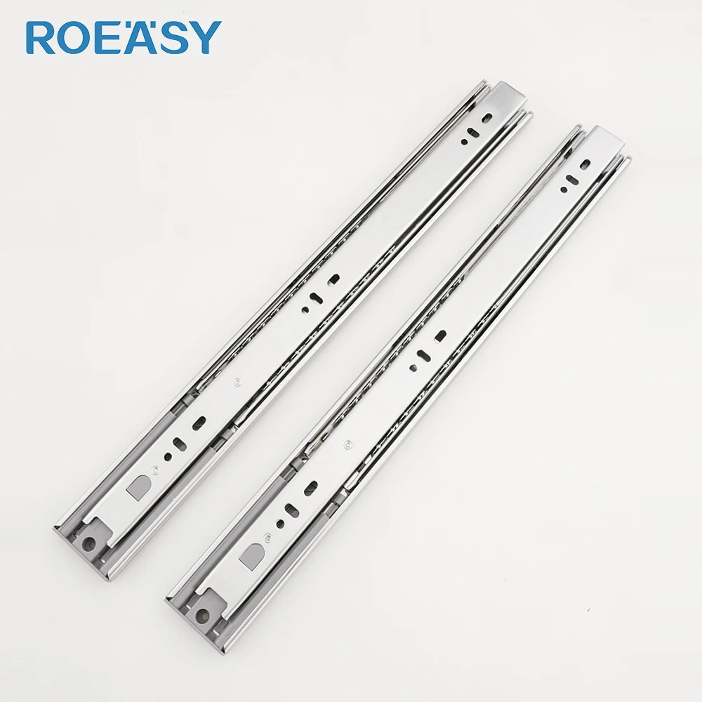 ROEASY Push Open Soft Close Drawer Channel Slides Three Fold Telescopic Ball Bearing Drawer Slide Rail