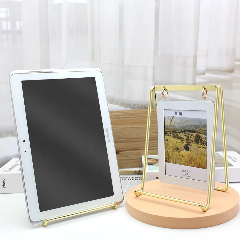 Modern Luxury Metal Desktop Photo Frame New Design Multi-functional Bottom Mobile Phone Holder