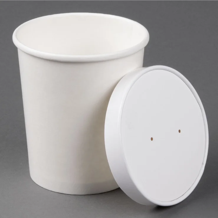 
Custom logo disposable food grade take away hot paper soup cup with lid 