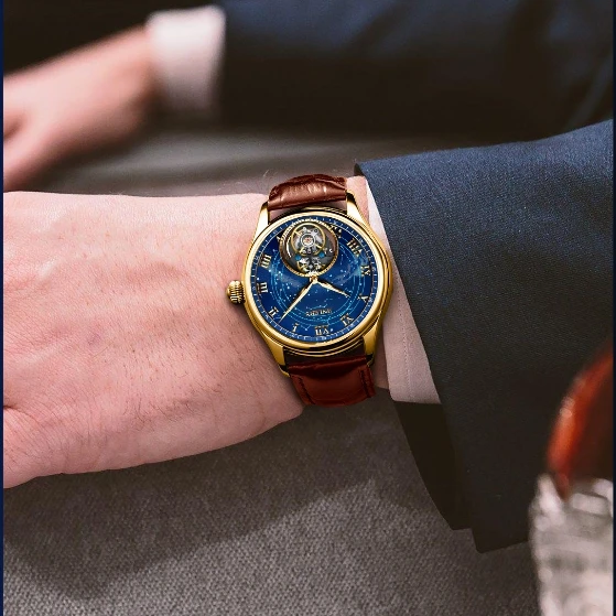 JINLERY tourbillon automatic watches mechanical gold stainless steel watch skeleton tourbillon mechanical movement watch