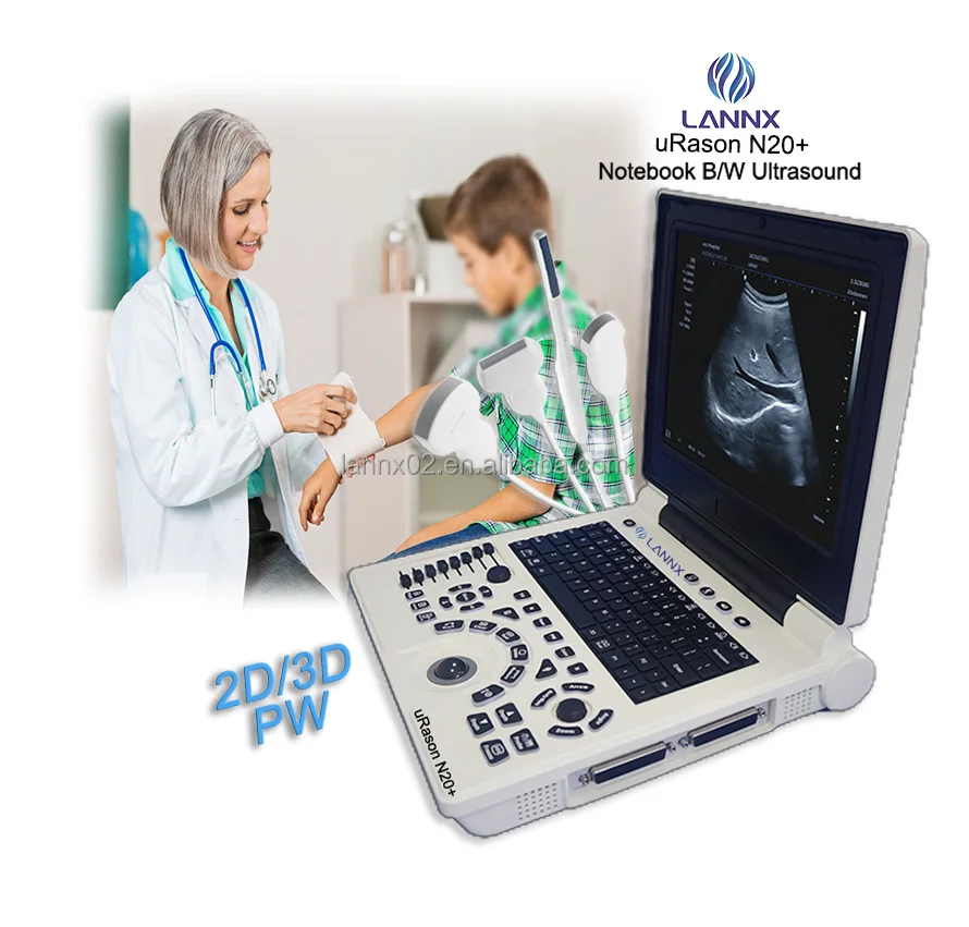 LANNX uRason N20+ Portable Echograph Ultrasound Machine Digital 12.1 Inches LED 2D 3D Portable BW PW Ultrasound Scanner