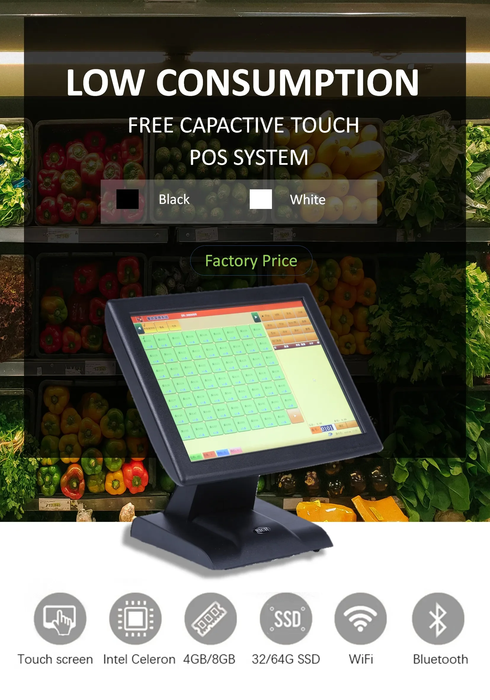 Touch Screen Terminal Cash Register All in One POS System for Restaurants Cash Machines
