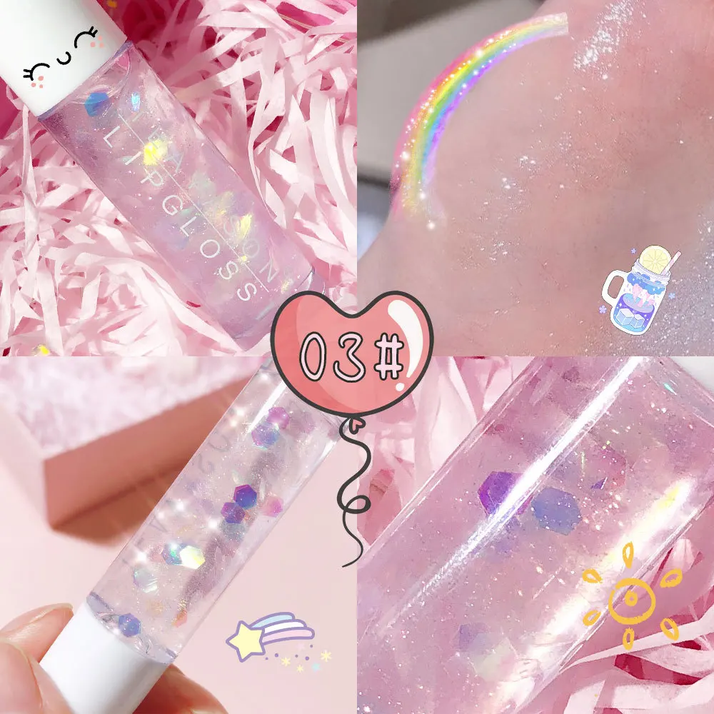 
OEM lipstick partner Moisturizing Lip Oil Transparent Lip Gloss Anti Dry Cleaner Colorless Glitter Lip Pearlescent White Primer 