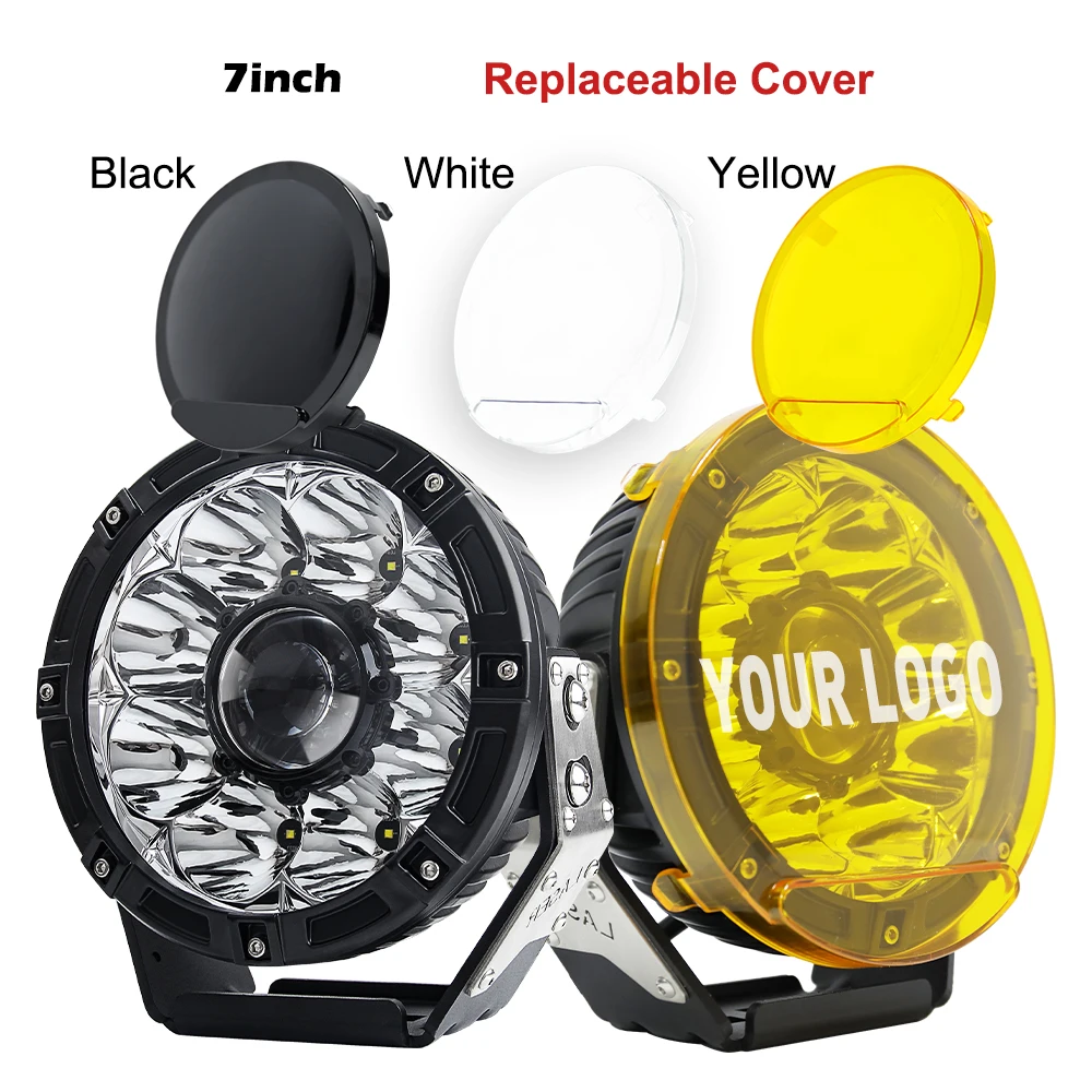 7INCH Laser Led Driving lights Wiht Yellow Black Cover 12V 24V Off Road Auto 165W 30000Lm 7 Inch Round Led Work Lights