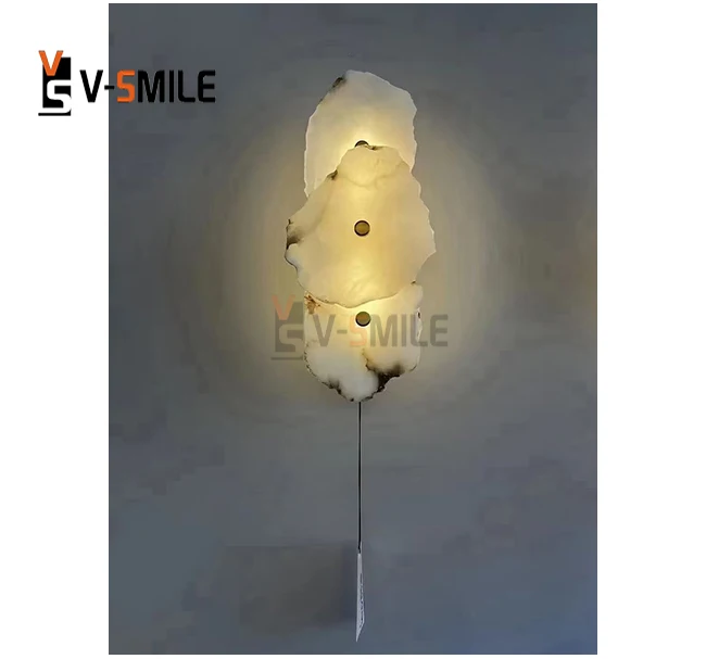 Wholesale Marble Modern Style Fan Wall Lamp For Corridor Living Room Staircase Bedroom Villa Creative onyx Wall Light
