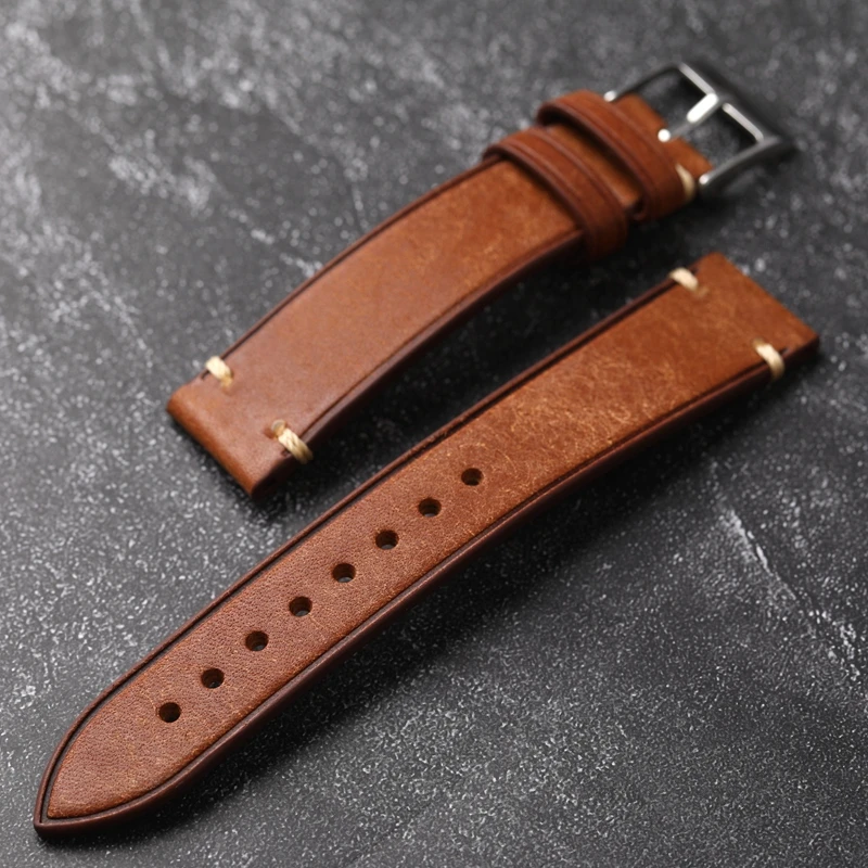 Vintage leather band watch high quality horween leather watch strap 20/22/24mm horween leather strap for smart watch