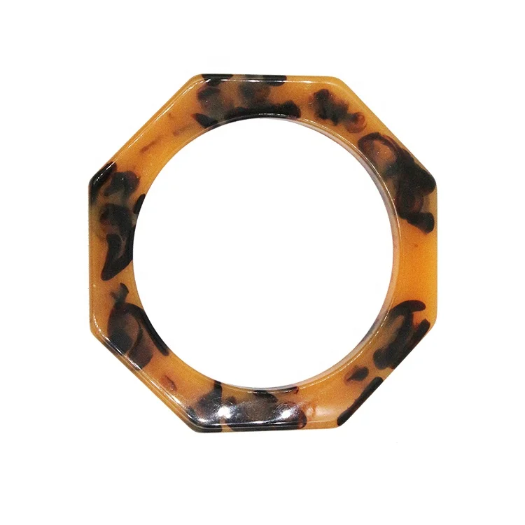 new style DIY high quality hexagon resin tortieseshell woman purse handbag handles