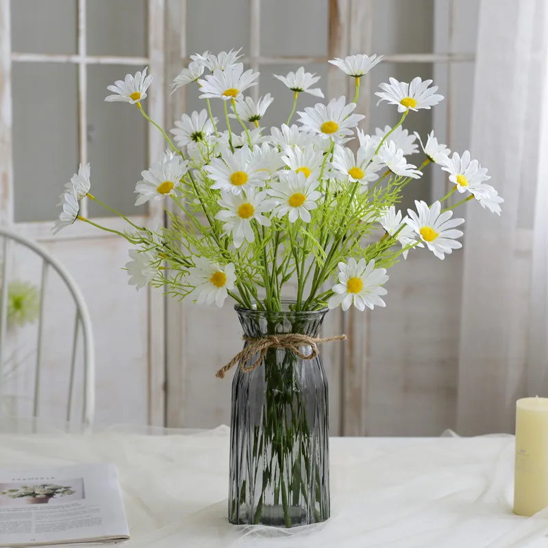 kangxin 5 small Daisy simulation chamomile Dutch chrysanthemum plastic flower silk home decoration manufactur