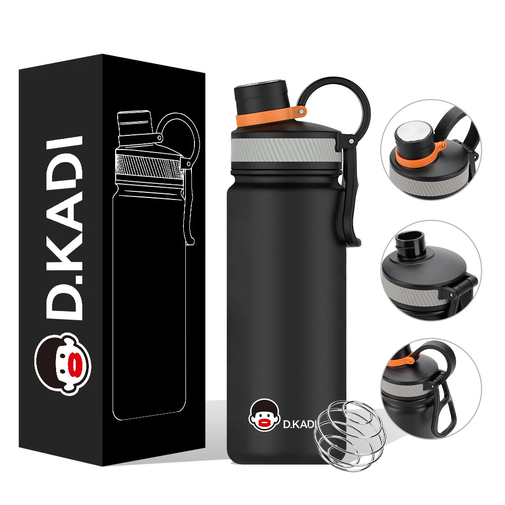 650ML Modern Leakproof Sport Double wall Stainless Steel Insulated Water Bottle with Straw For Cold & Hot Drinks