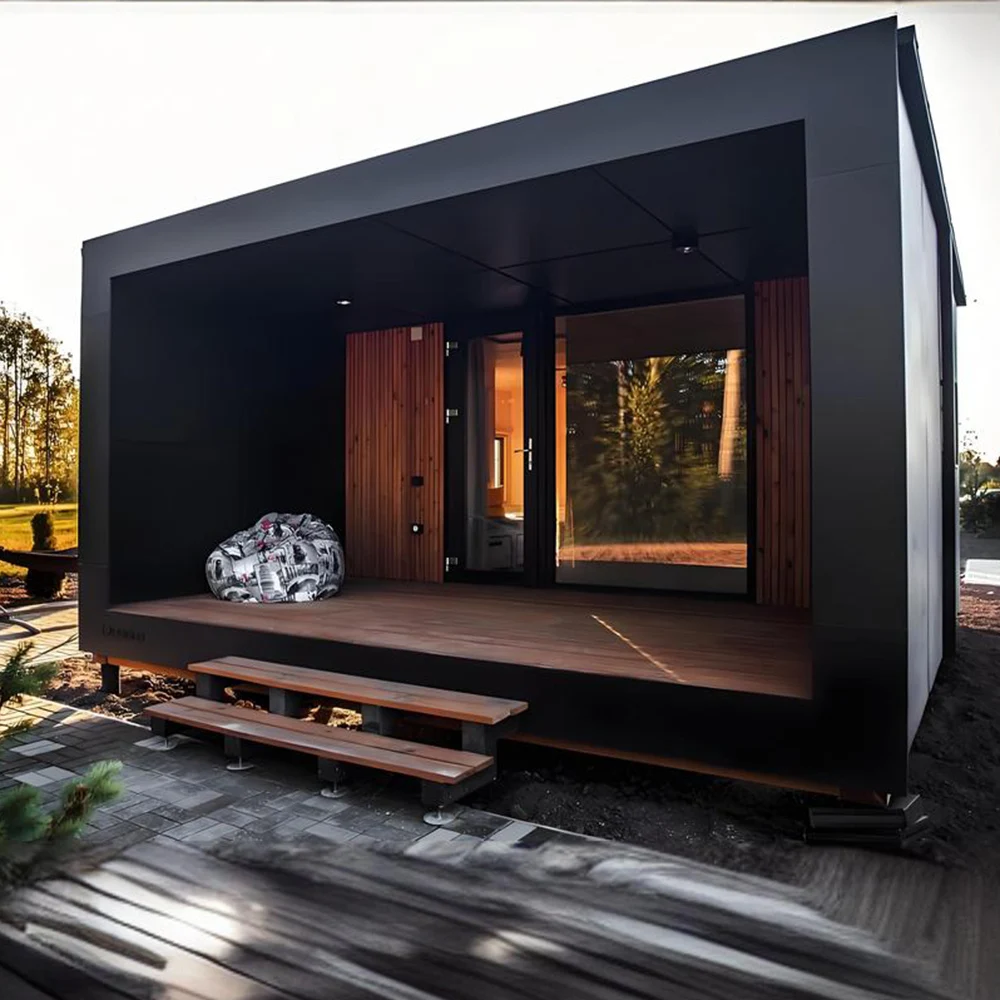 Square Outdoor Custom Sauna Room for Sale 2024 Hot New Design Panoramic Traditional Steam Sauna for 4 People Solid Wood