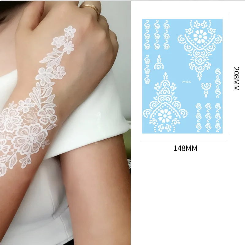 Wholesale Sexy White Laces Arm Chest Temporary Tattoo Stickers Waterproof  Fake Tattoo for Woman