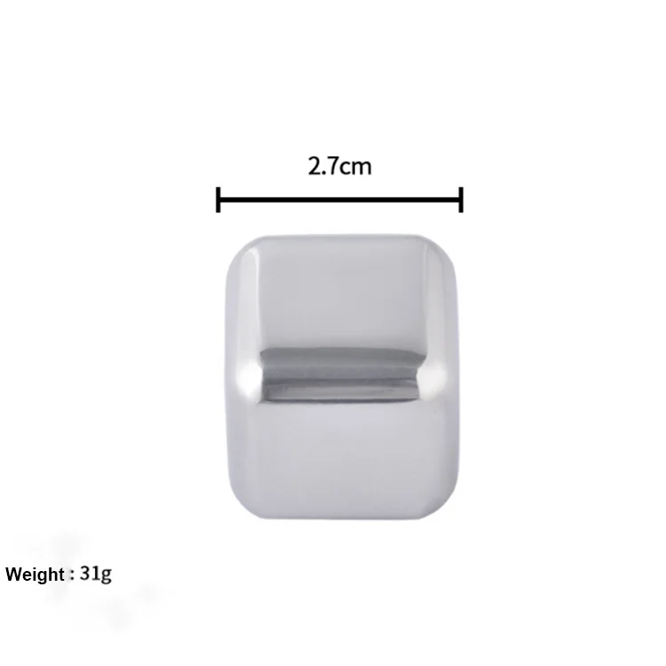 AIHPO21 Stainless Steel Pack of 8 Reusable Ice Cubes Chilling Stones with Tongs & Freezer Storage Tray for Whiskey Wine