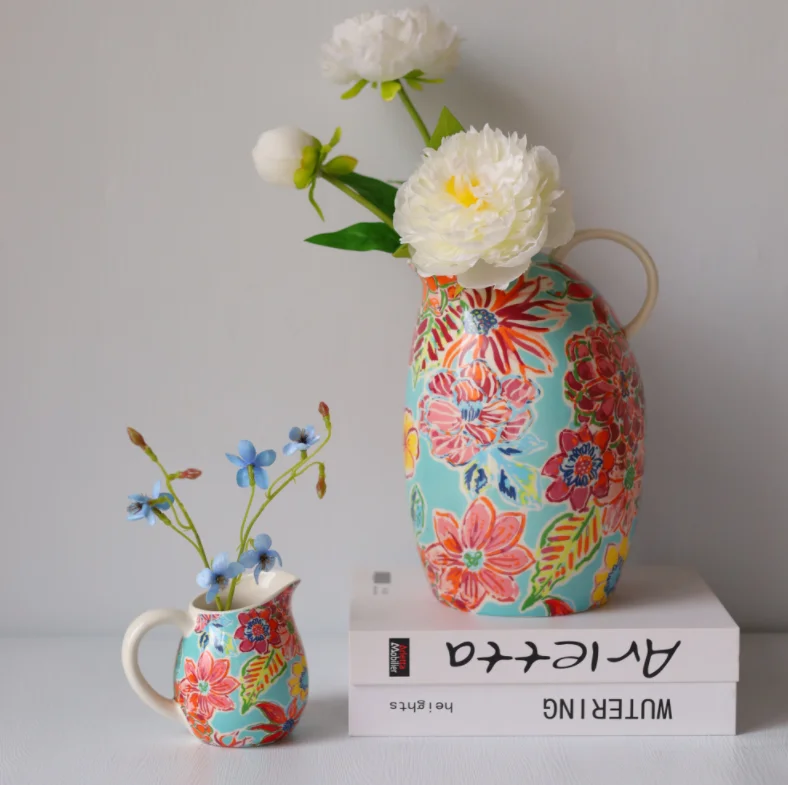 Vintage Handmade Porcelain Ornament Creative Light Luxury Ceramic Flower Vases for Wedding Decoration