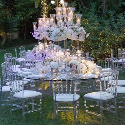 plastic resin crystal transparent clear stackable banquet party napoleon tiffany chiavari wedding chair