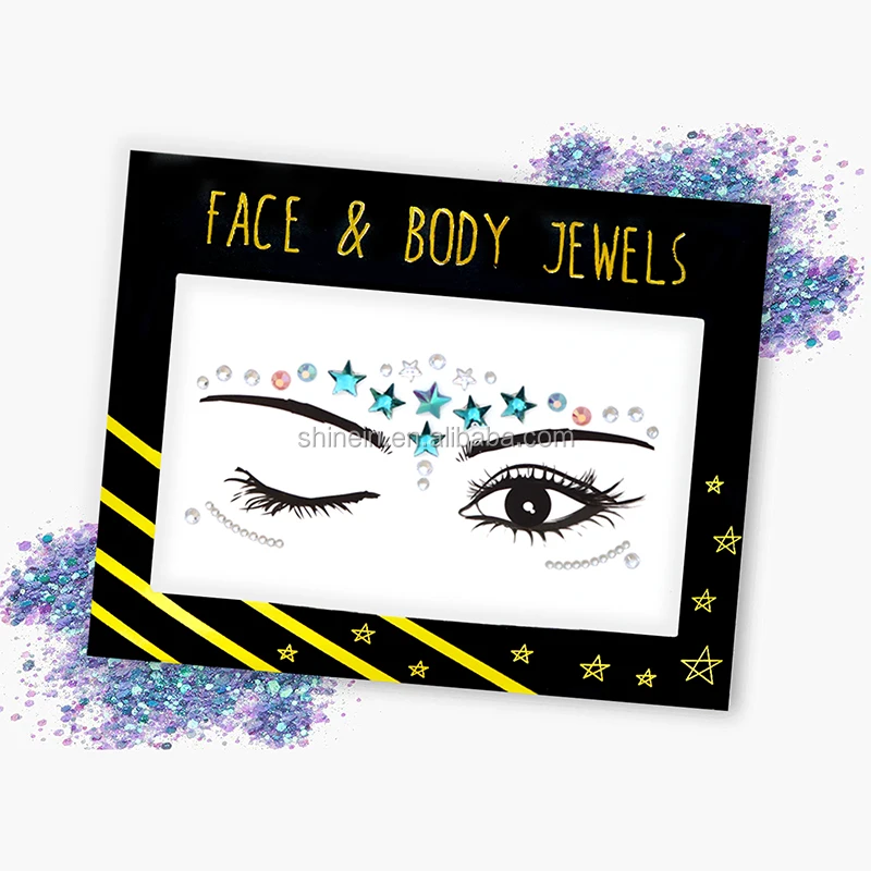 Wholesale festival fashion Temporary Rhinestone Gem face body stickers