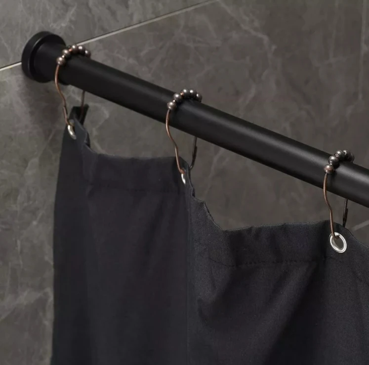 Bathroom Accessories Black Shower Curtain Rod Adjustable 110-200cm,140-260cm Flexible Rod